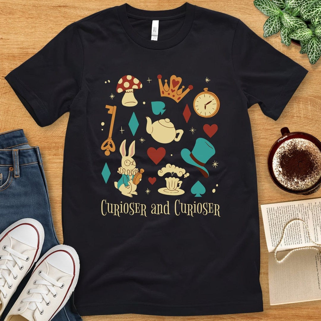 T-Shirt Black / S Alice In Wonderland Curiouser and Curiouser Inspired T-Shirt