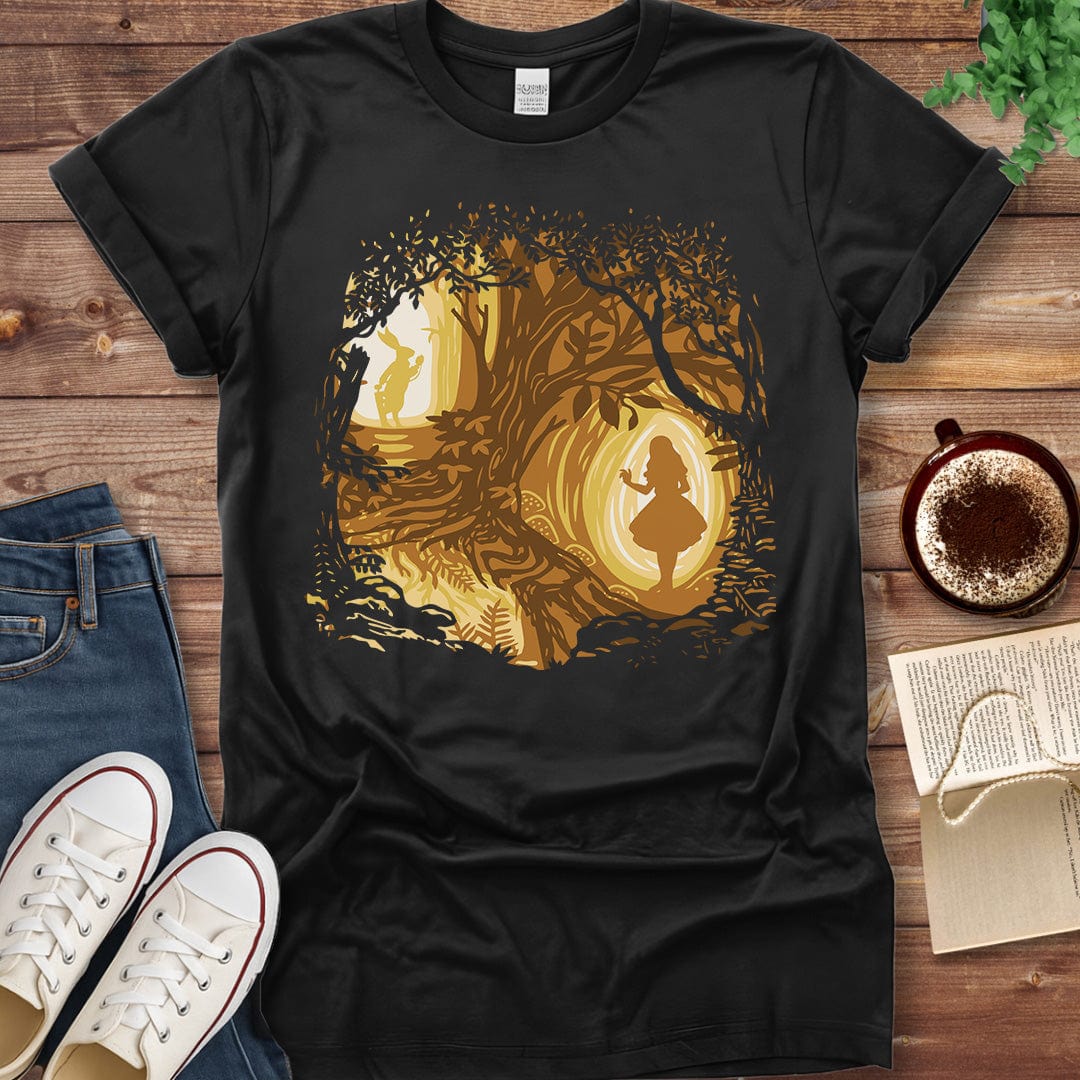 Printful T-shirt Black / S Alice in Wonderland Shirt