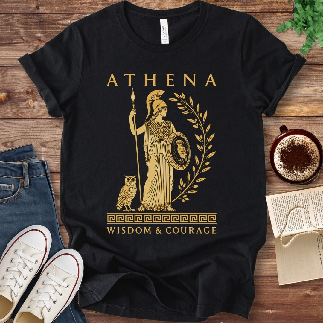 T-Shirt Black / S Athena Wisdom and Courage T-Shirt