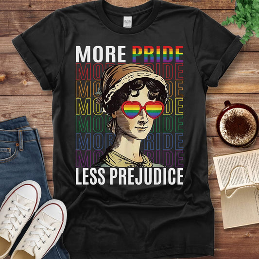 Printful T-shirt Black / S Book Lover LGBTQ Pride Shirt - More Pride Less Prejudice