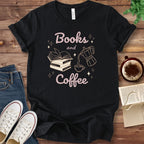 T-Shirt Black / S Books and Coffee Illustrated T-Shirt