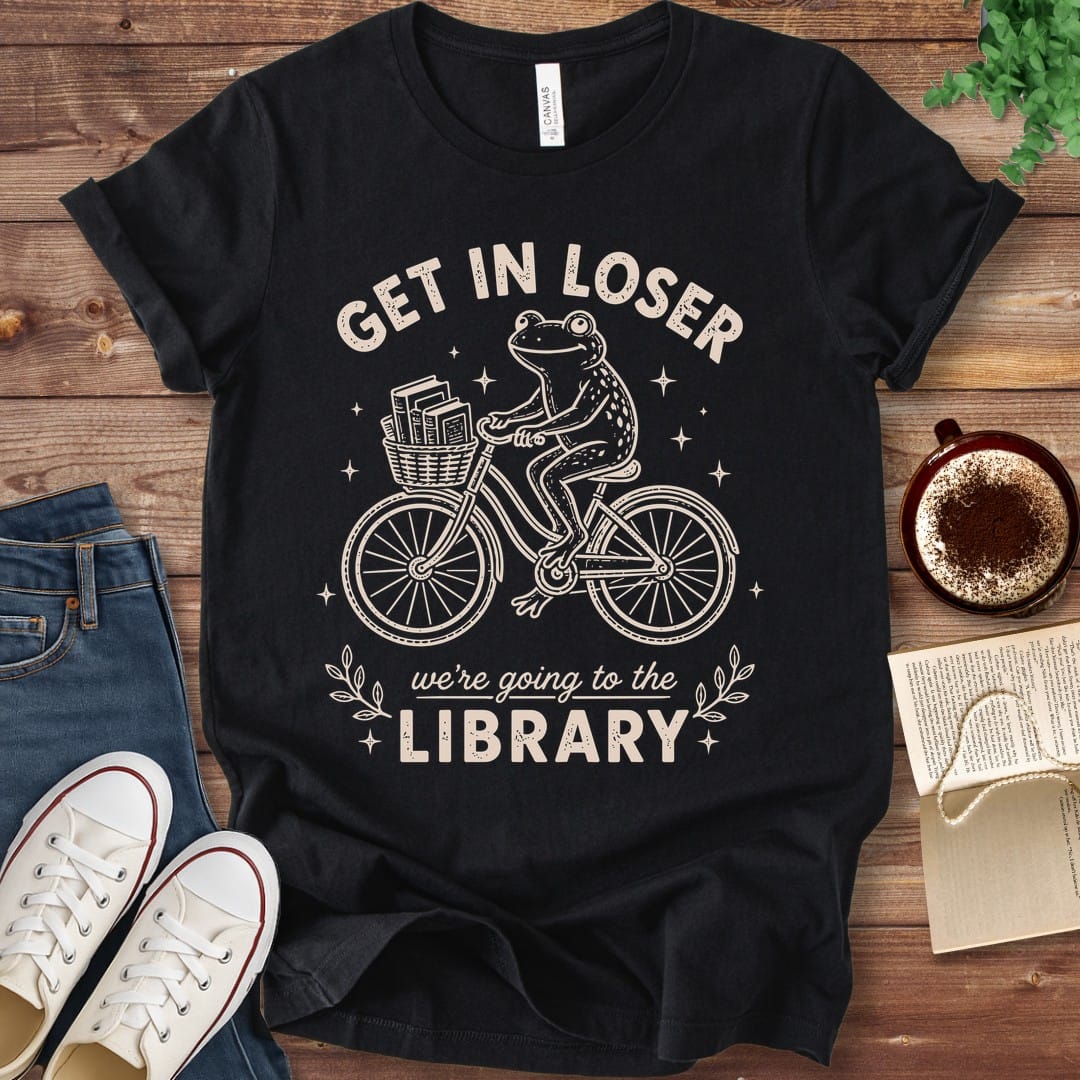 T-Shirt Black / S Get In Loser We're Going to the Library Frog T-Shirt