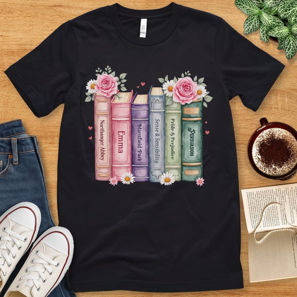 T-Shirt Black / S Jane Austen Bookshelf T-shirt