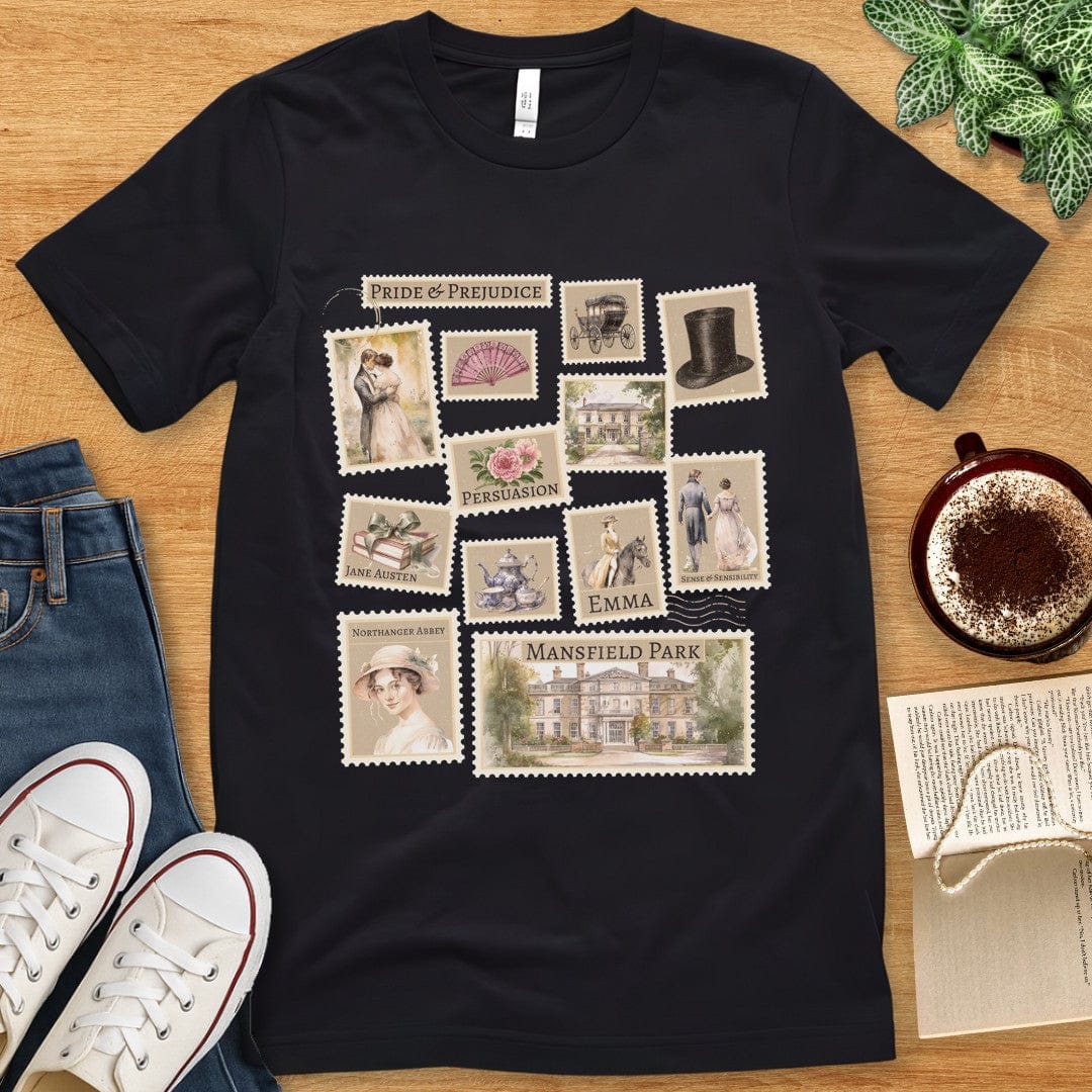T-Shirt Black / S Jane Austen Stamps T-Shirt