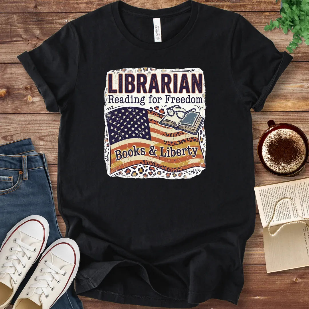T-Shirt Black / S Librarian Patriotic T-Shirt