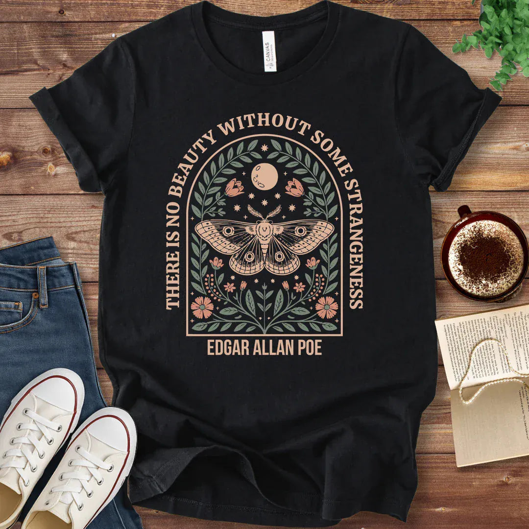 T-Shirt Black / S Poe Beauty Quote Moth Shirt