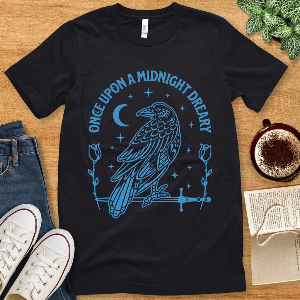 T-Shirt Black / S Raven Edgar Allan Poe Shirt - Midnight Dreary