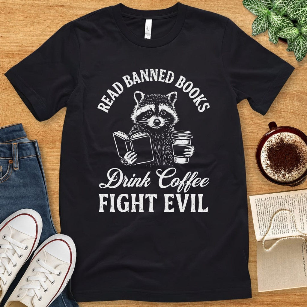 T-Shirt Black / S Read Banned Books Raccoon Shirt