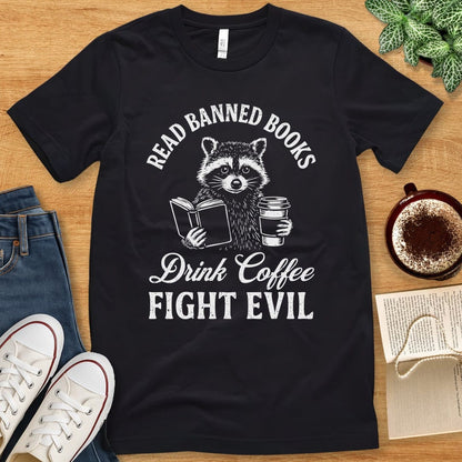 T-Shirt Black / S Read Banned Books Raccoon Shirt