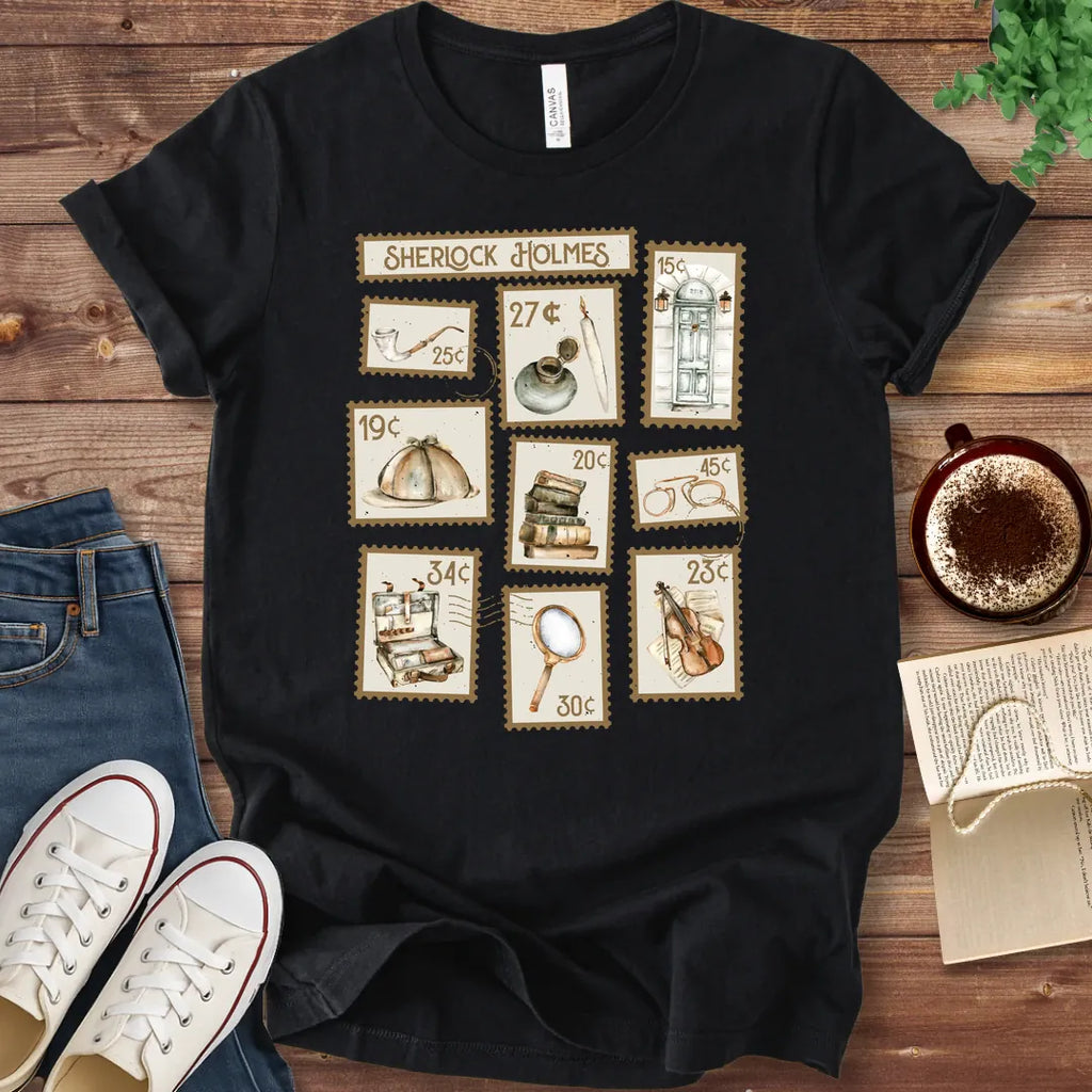 T-Shirt Black / S Sherlock Holmes Stamps T-Shirt