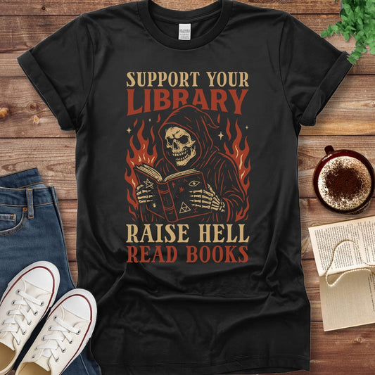 Pride & Pedantry Literary Tees T-shirt Black / S Support Your Local Library Shirt