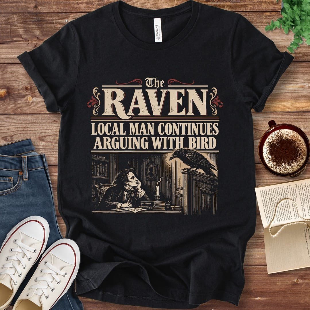 T-Shirt Black / S The Raven Local Man Arguing With Bird T-Shirt