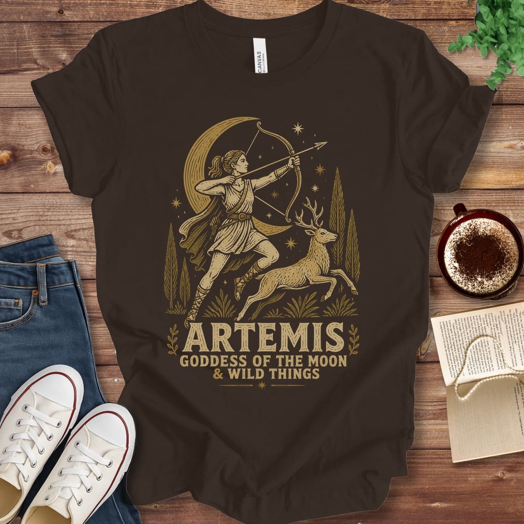 T-Shirt Brown / S Artemis Goddess of the Moon and Wild Things T-Shirt