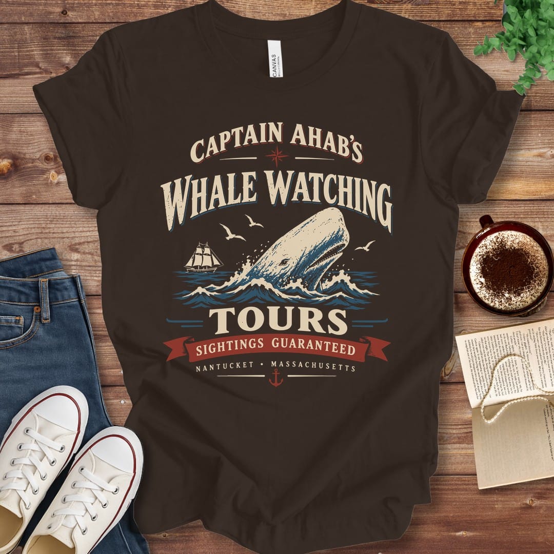 T-Shirt Brown / S Captain Ahab's Whale Watching Tours Moby Dick T-Shirt