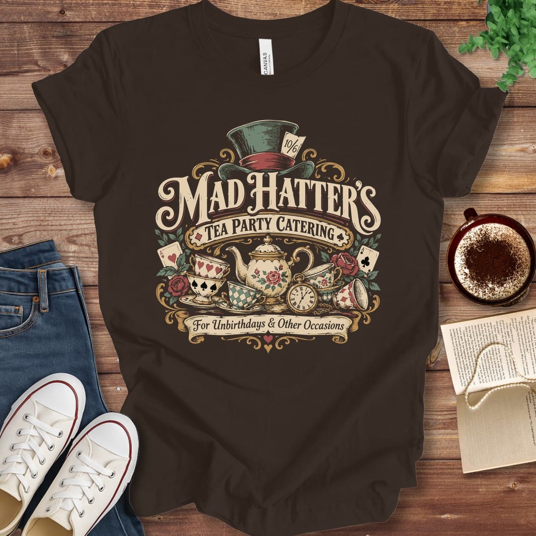 T-Shirt Brown / S Mad Hatter's Tea Party Catering T-Shirt
