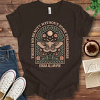 T-Shirt Brown / S Poe Beauty Quote Moth Shirt
