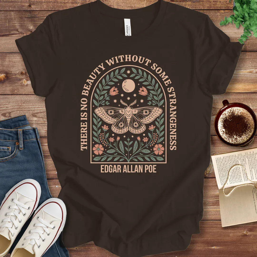 T-Shirt Brown / S Poe Beauty Quote Moth Shirt