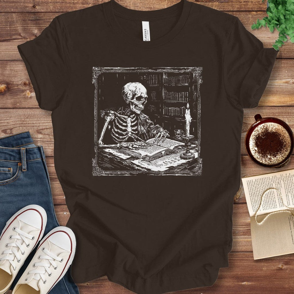 T-Shirt Brown / S Skeleton Library Shirt