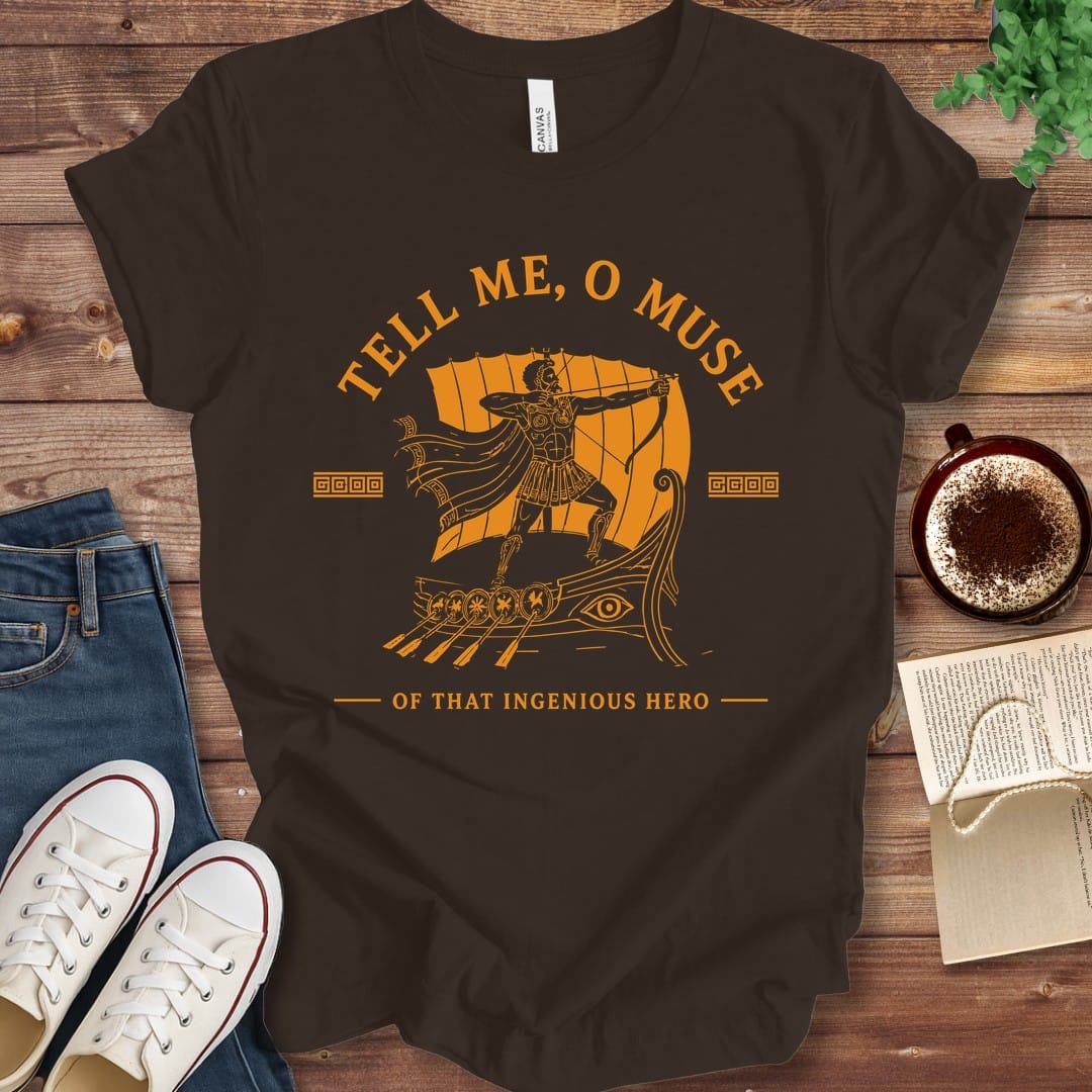 T-Shirt Brown / S Tell Me O Muse Homer's Odyssey T-Shirt
