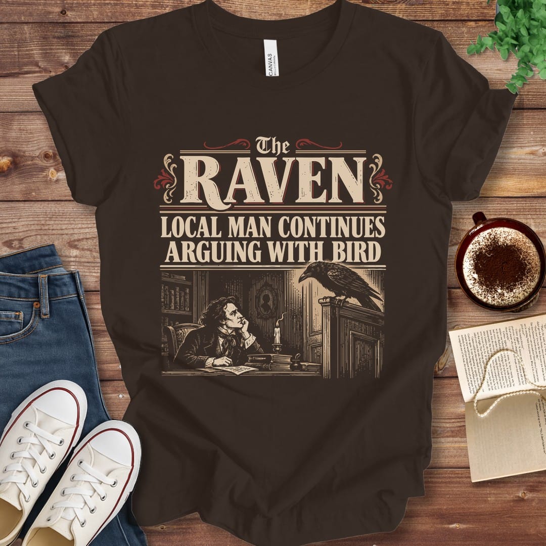 T-Shirt Brown / S The Raven Local Man Arguing With Bird T-Shirt