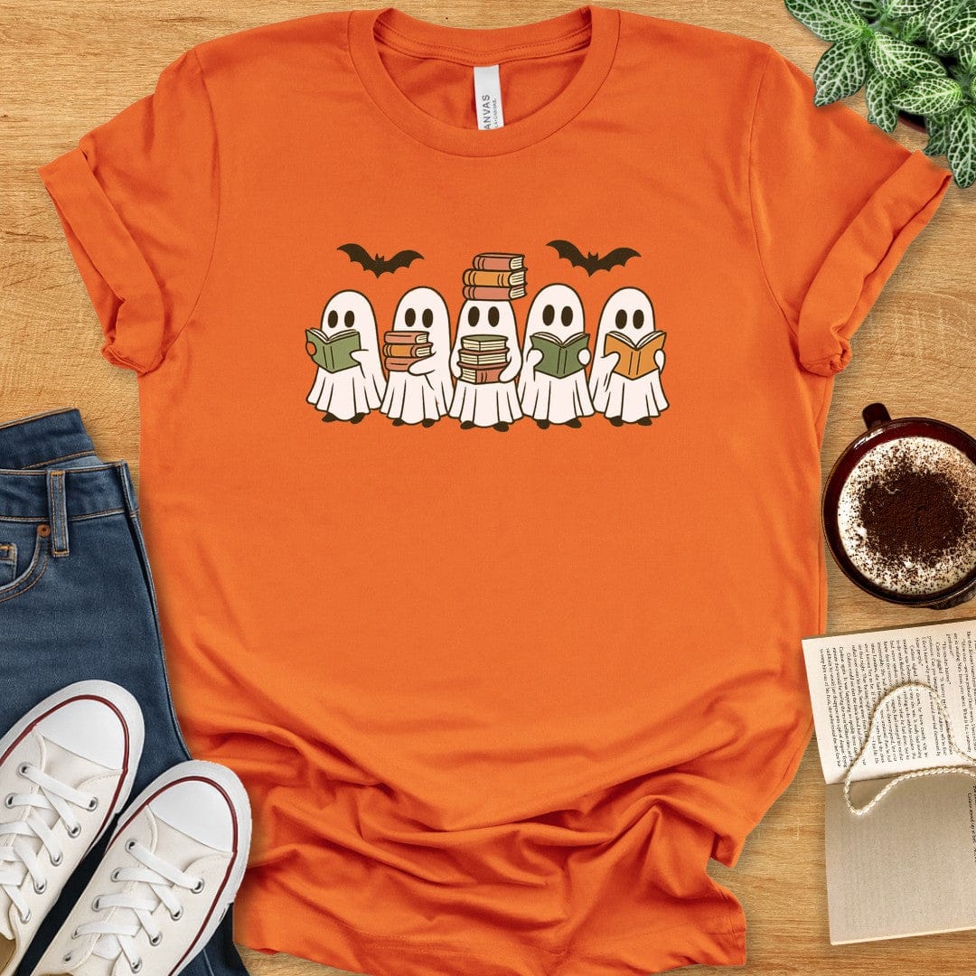 T-Shirt Burnt Orange / S Halloween Book Ghosts Shirt