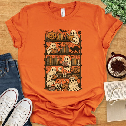 T-Shirt Burnt Orange / S Halloween Bookshelf Shirt