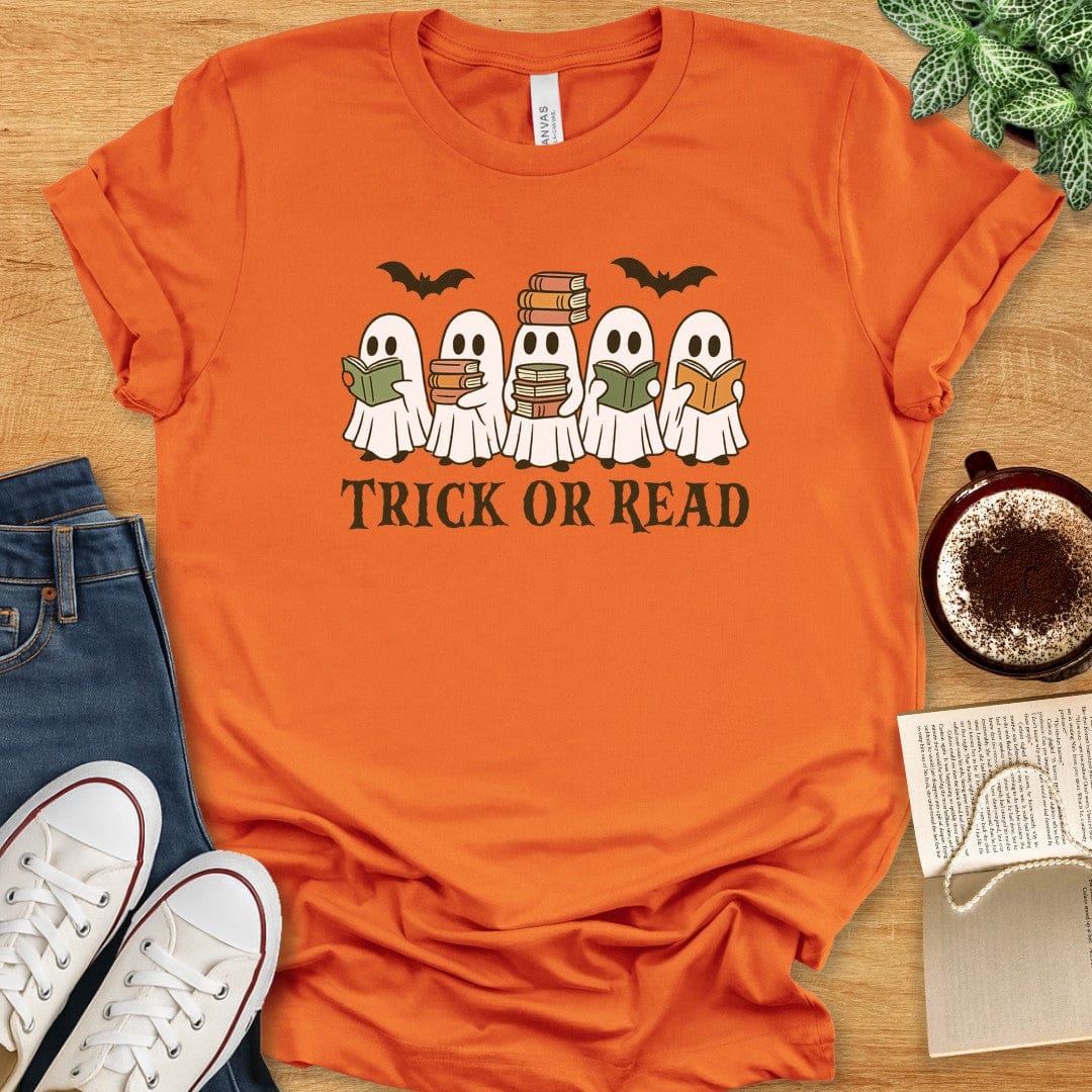 T-Shirt Burnt Orange / S Trick or Read Halloween Shirt
