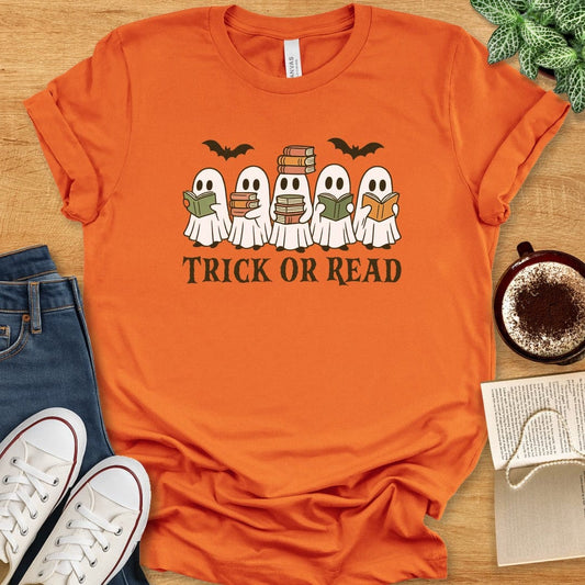 T-Shirt Burnt Orange / S Trick or Read Halloween Shirt