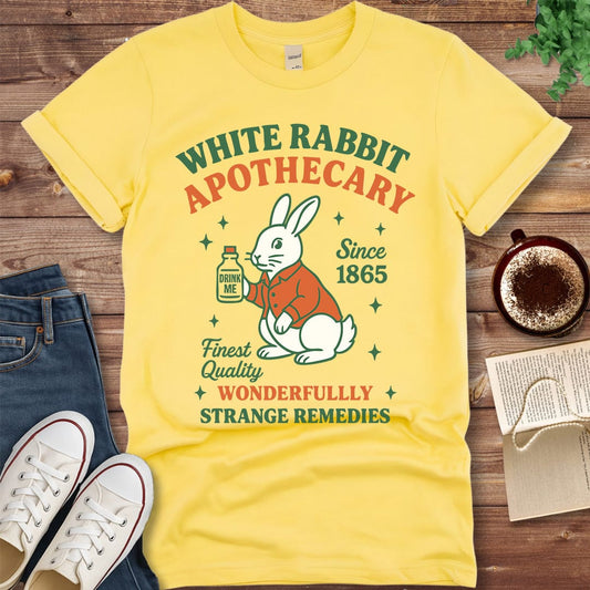 Printful T-shirt Cornsilk / S Alice in Wonderland Tee - White Rabbit Apothecary