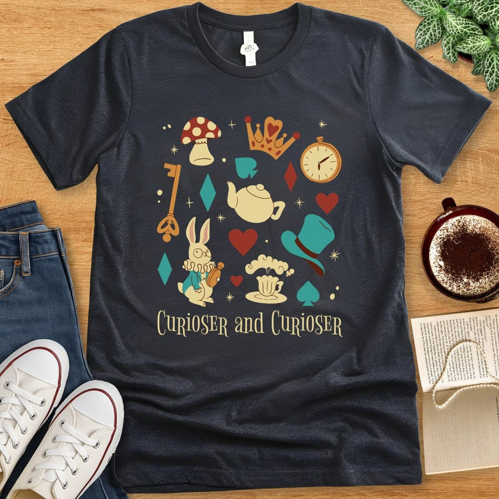 T-Shirt Dark Grey Heather / S Alice In Wonderland Curiouser and Curiouser Inspired T-Shirt