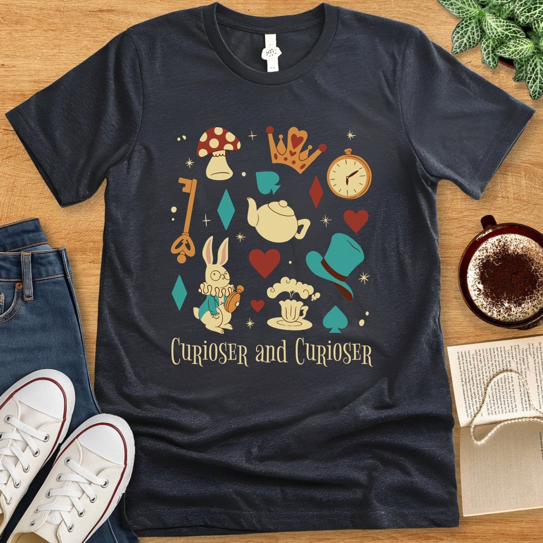 T-Shirt Dark Grey Heather / S Alice In Wonderland Curiouser and Curiouser Inspired T-Shirt