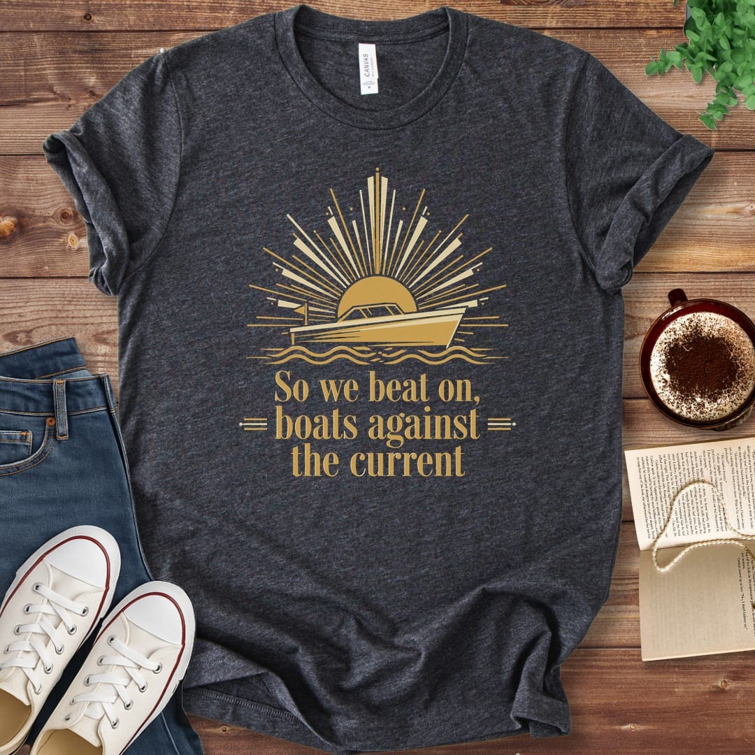 T-Shirt Dark Grey Heather / S Boats Against the Current Great Gatsby T-Shirt