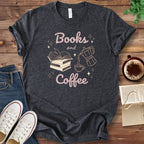 T-Shirt Dark Grey Heather / S Books and Coffee Illustrated T-Shirt