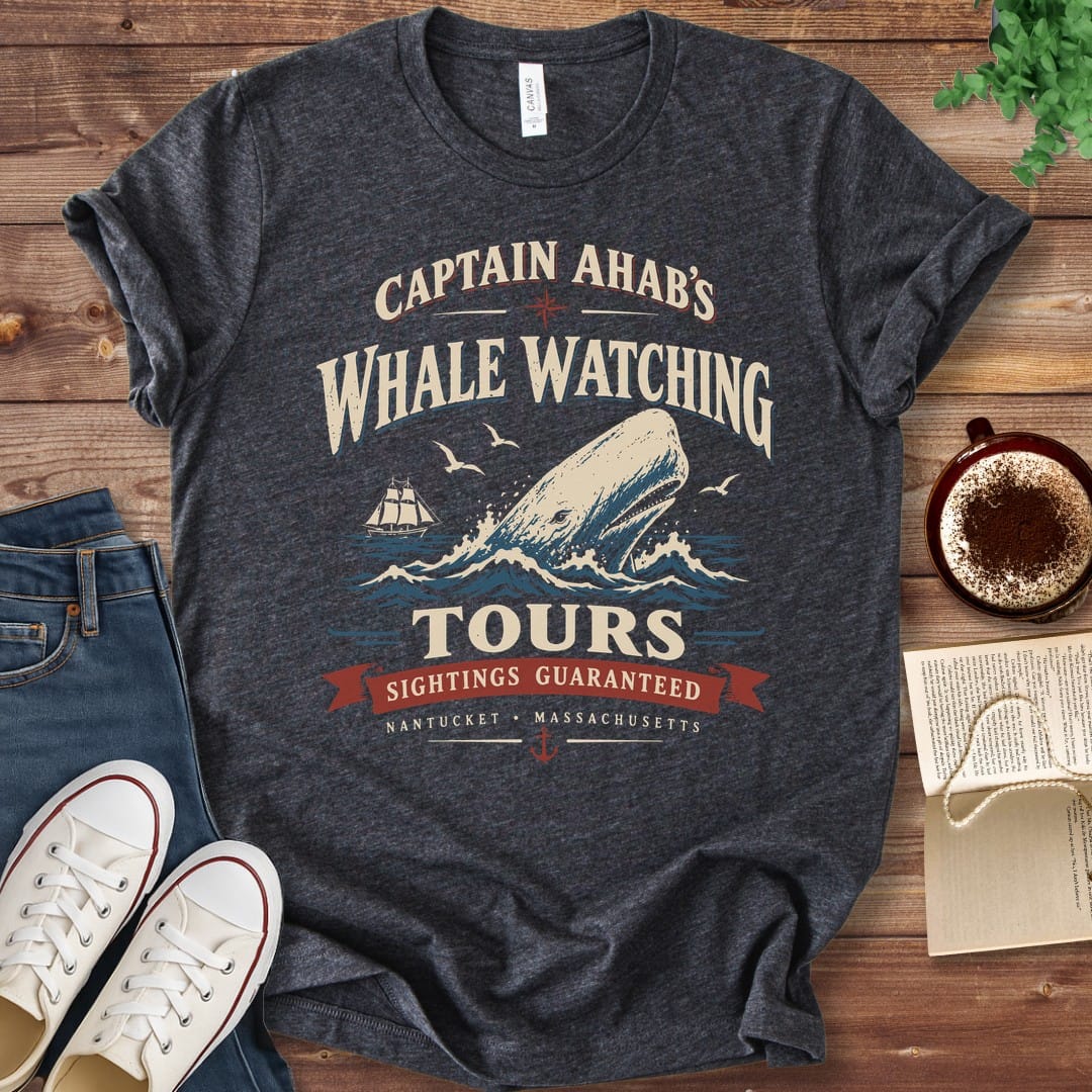 T-Shirt Dark Grey Heather / S Captain Ahab's Whale Watching Tours Moby Dick T-Shirt