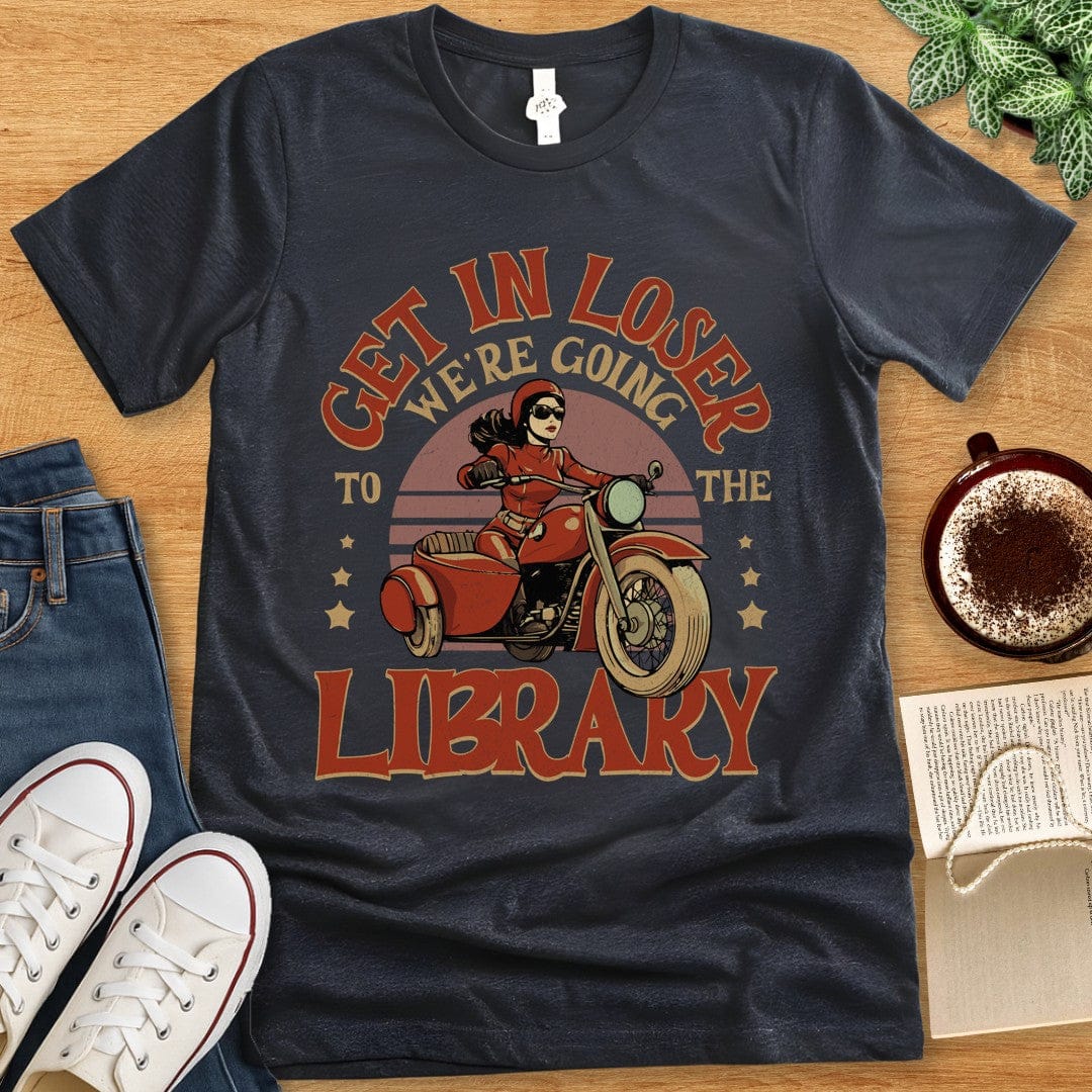 T-Shirt Dark Grey Heather / S Funny Library Shirt - Get In Loser