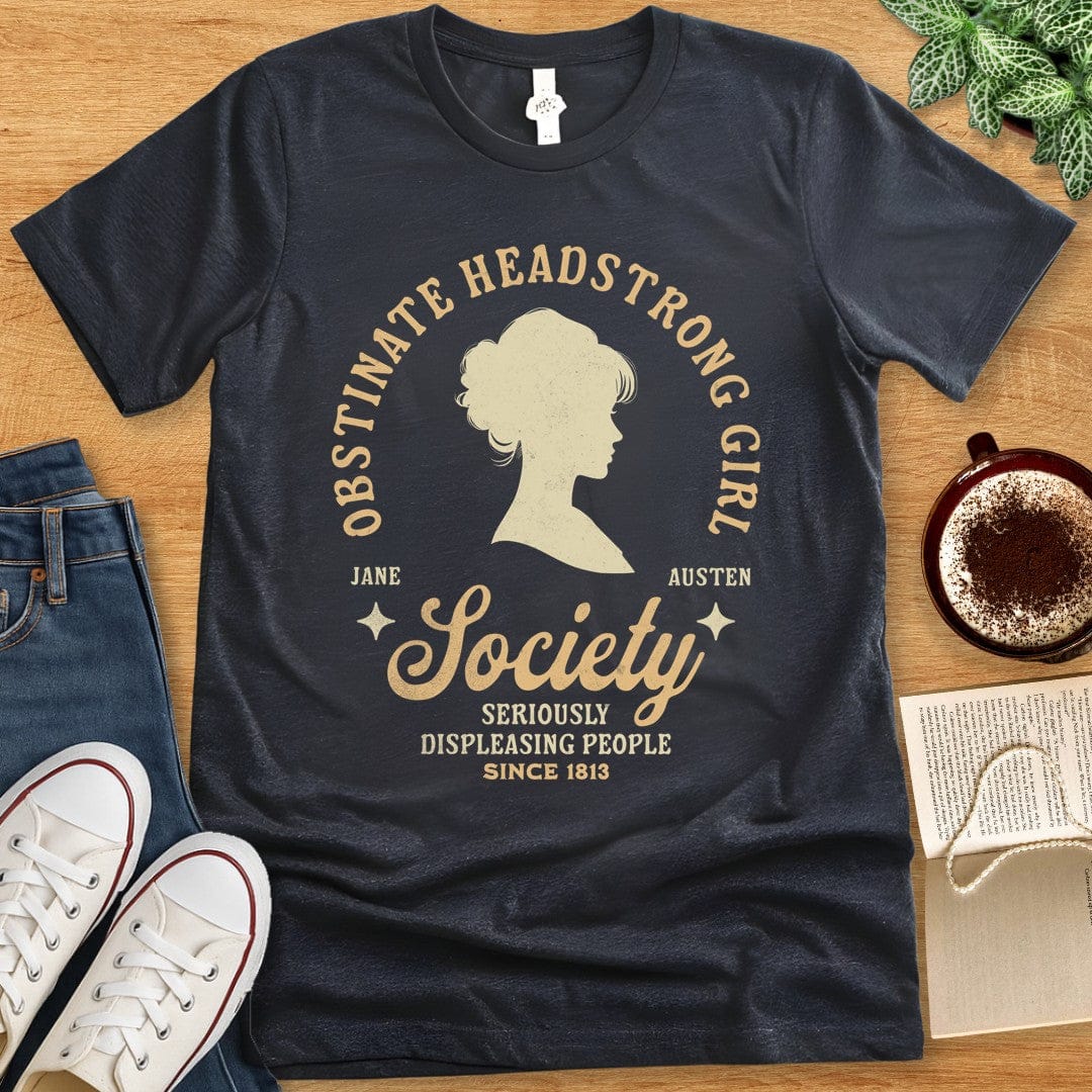 T-Shirt Dark Grey Heather / S Jane Austen Shirt - Obstinate Headstrong Girl Society