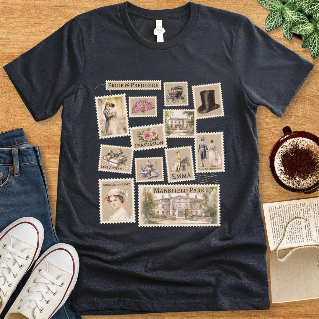 T-Shirt Dark Grey Heather / S Jane Austen Stamps T-Shirt