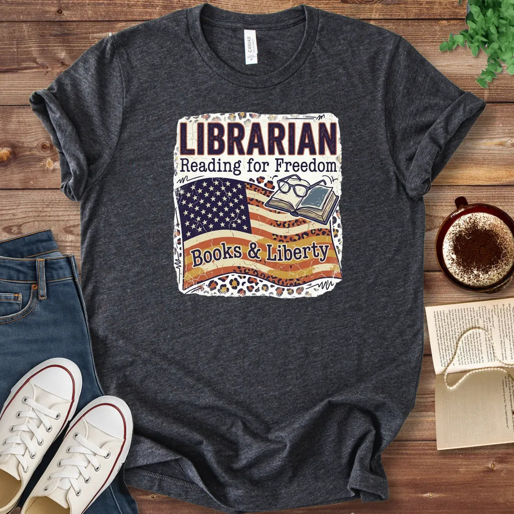 T-Shirt Dark Grey Heather / S Librarian Patriotic T-Shirt