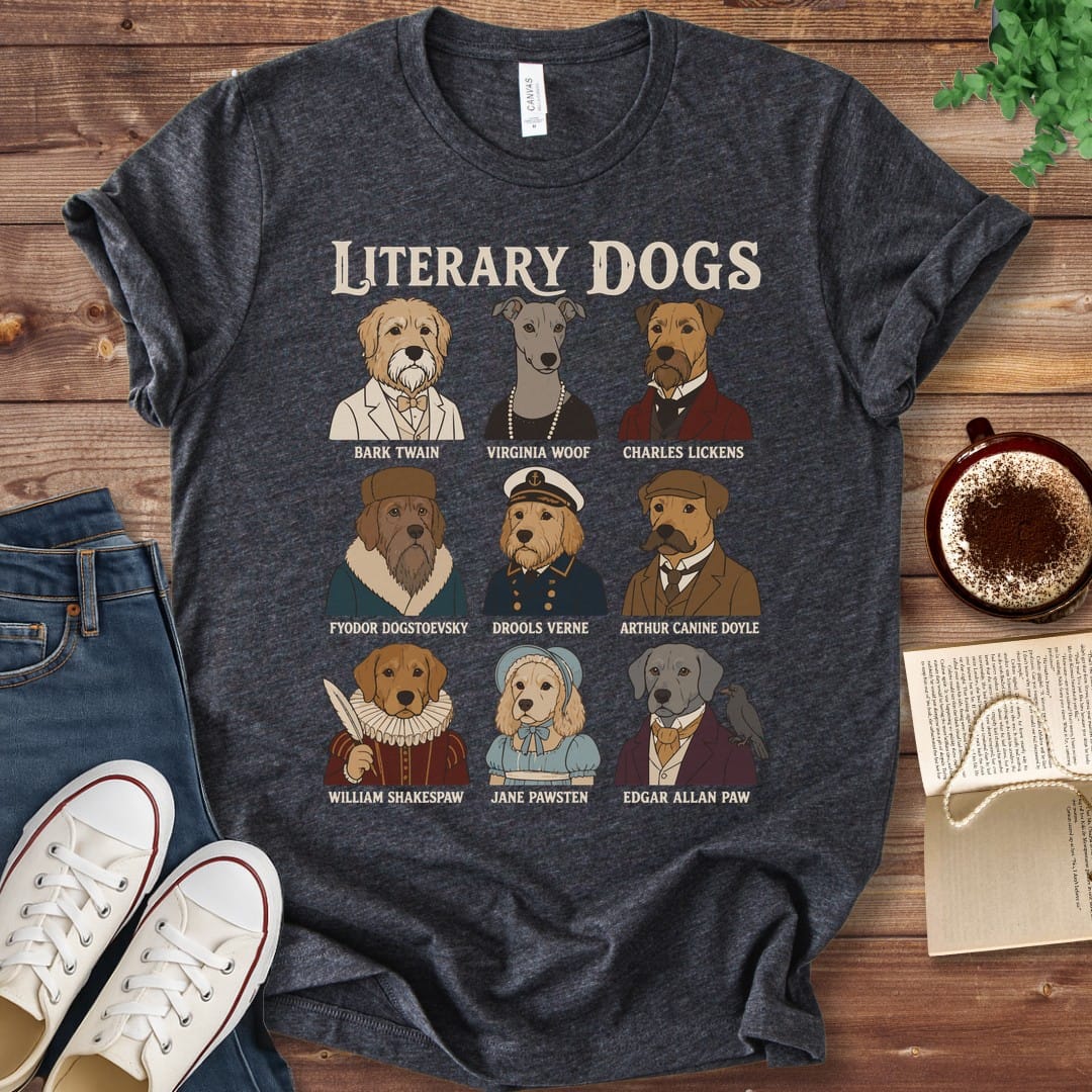 T-Shirt Dark Grey Heather / S Literary Dogs T-Shirt