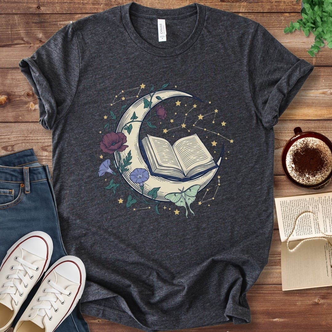 T-Shirt Dark Grey Heather / S Luna Moth Book T-Shirt
