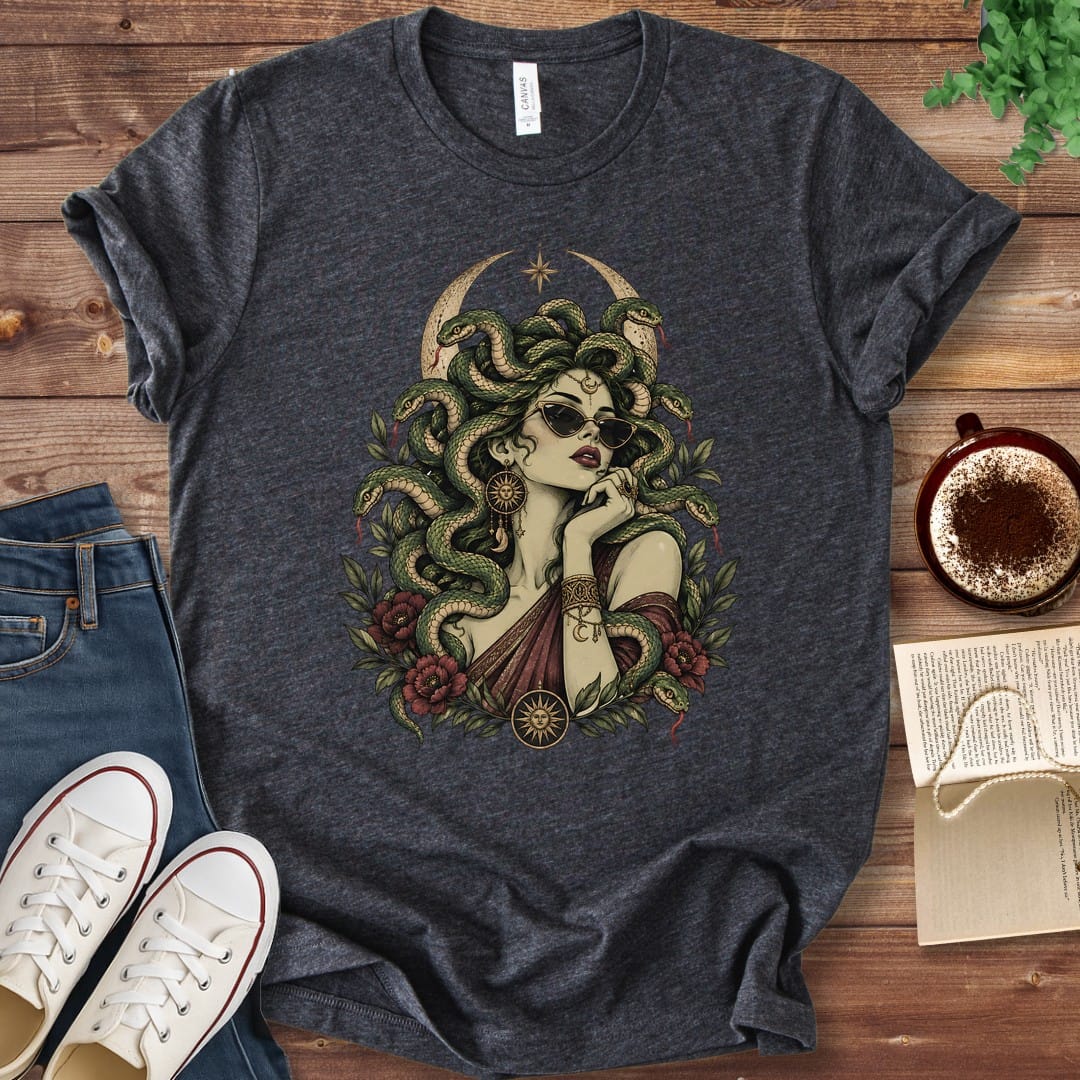 T-Shirt Dark Grey Heather / S Medusa Witchy Sunglasses T-Shirt