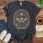 T-Shirt Dark Grey Heather / S Poe Beauty Quote Moth Shirt