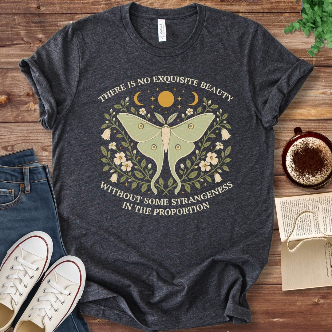 T-Shirt Dark Grey Heather / S Poe Exquisite Beauty Luna Moth T-Shirt
