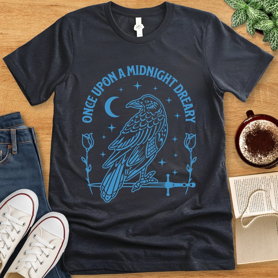 T-Shirt Dark Grey Heather / S Raven Edgar Allan Poe Shirt - Midnight Dreary