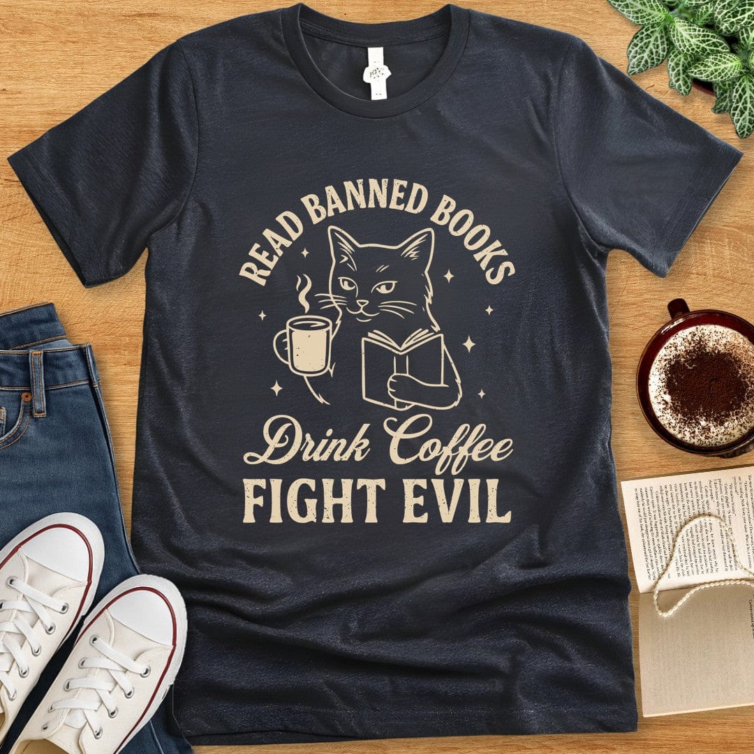 T-Shirt Dark Grey Heather / S Read Banned Books Fight Evil Shirt