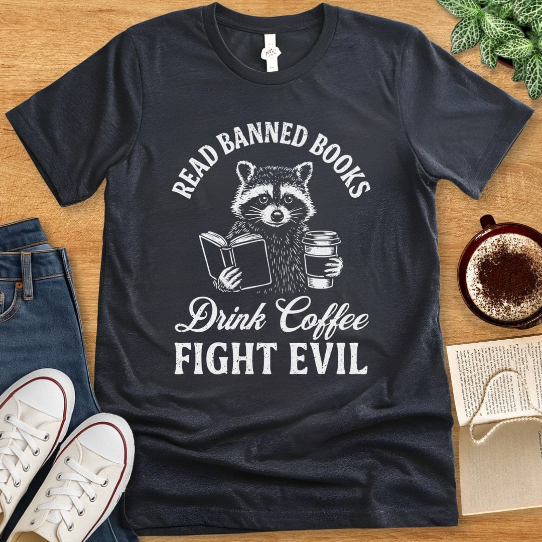 T-Shirt Dark Grey Heather / S Read Banned Books Raccoon Shirt