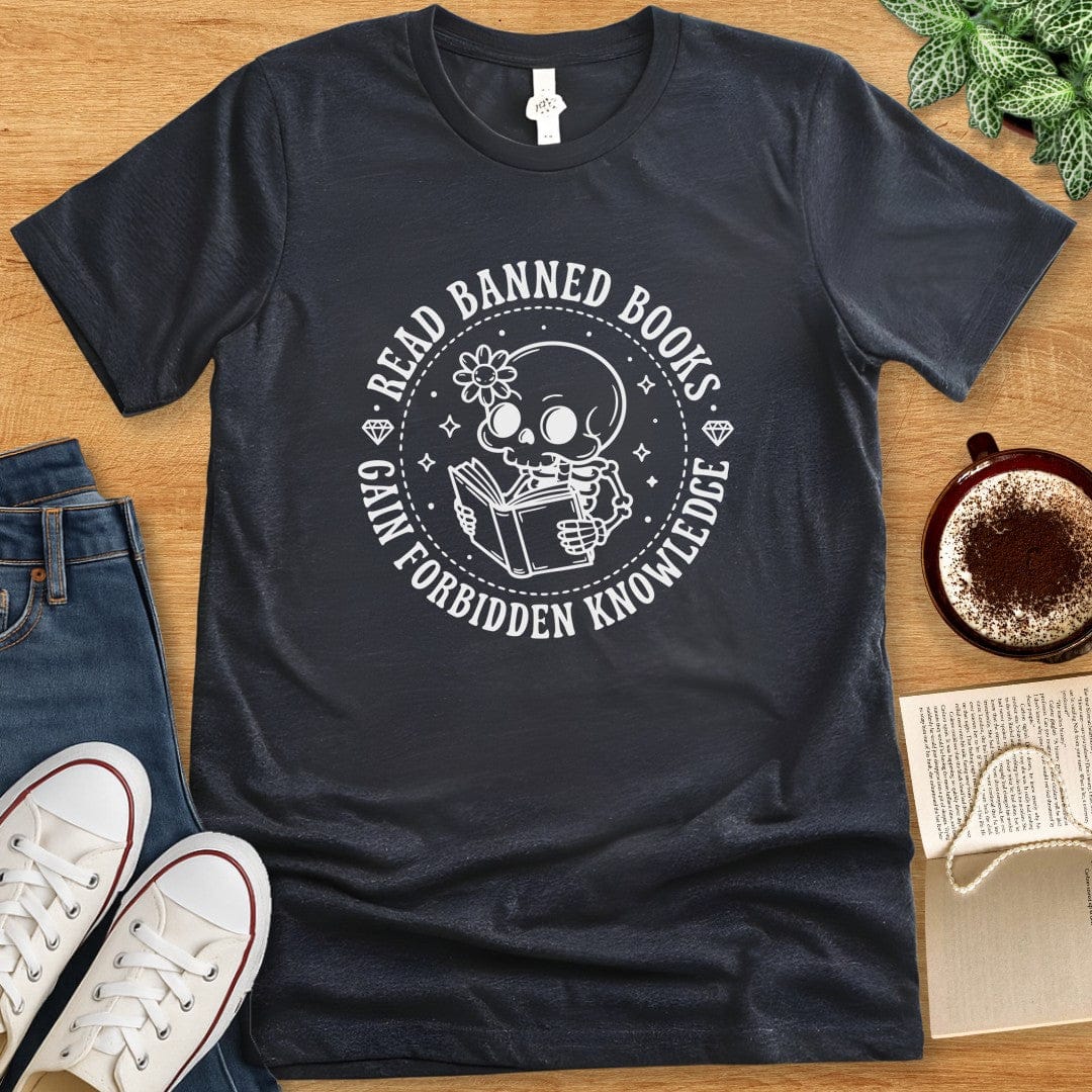 T-Shirt Dark Grey Heather / S Read Banned Books Skeleton Shirt