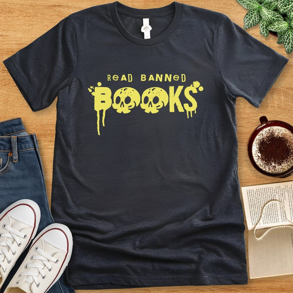 T-Shirt Dark Grey Heather / S Read Banned Books Skull Shirt