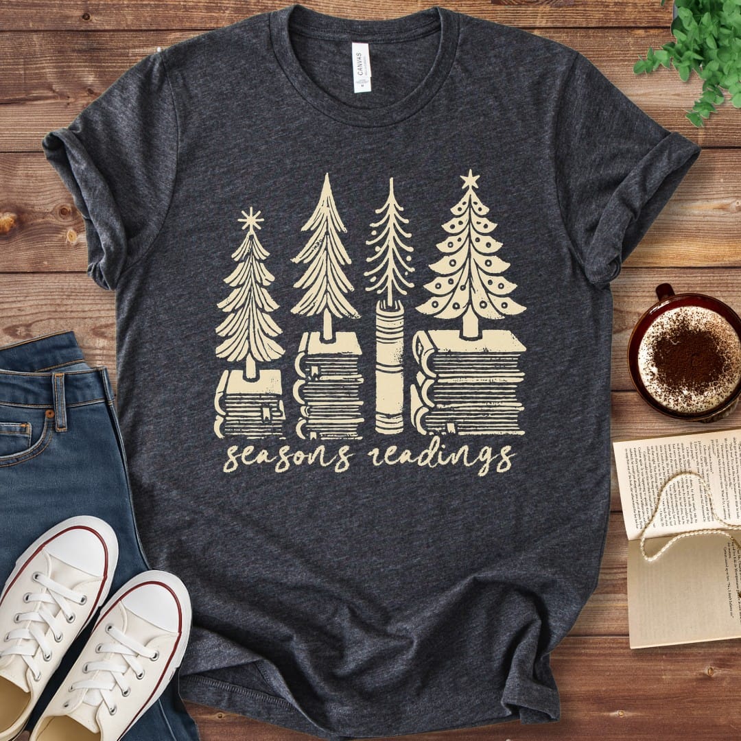 T-Shirt Dark Grey Heather / S Seasons Readings Book Trees T-Shirt