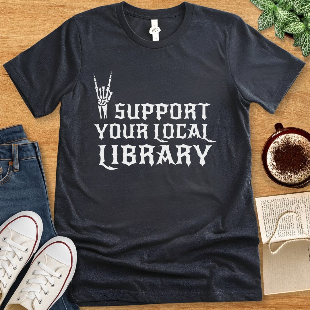 T-Shirt Dark Grey Heather / S Support Your Library Shirt - Heavy Metal Style